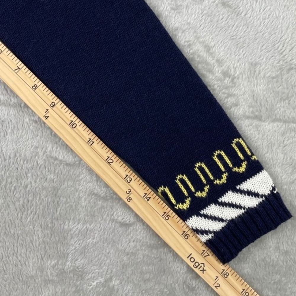 Crystal Kobe Vintage Sailboat Nautical Zip Up Cardigan Sweater Navy Blue Small - Picture 6 of 6